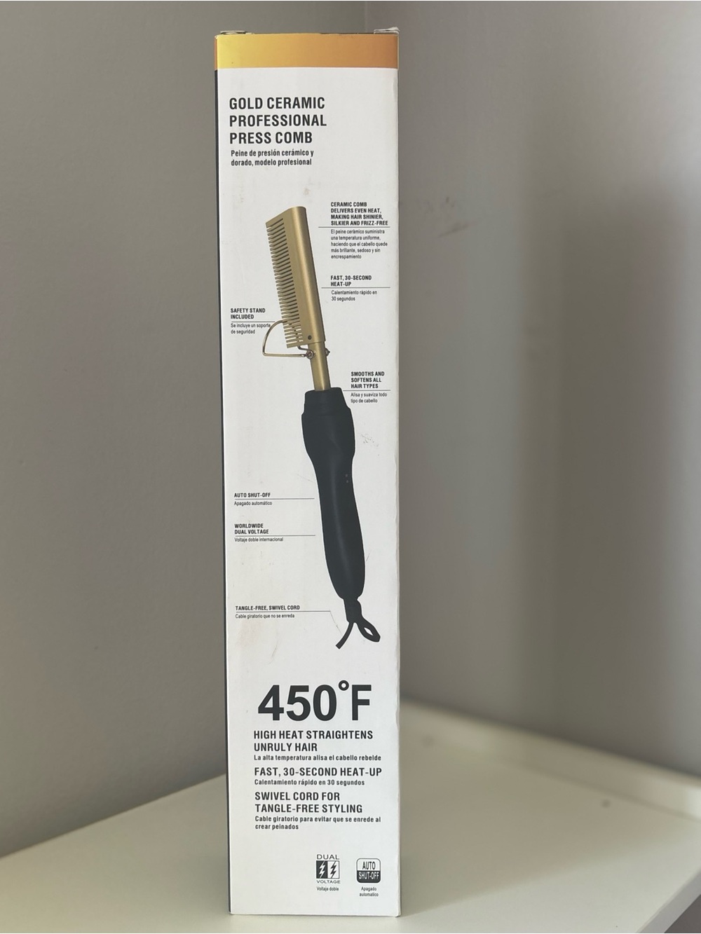 Gold Ceramic Professional Press Comb - Gold & Black